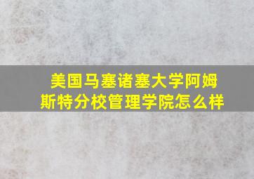 美国马塞诸塞大学阿姆斯特分校管理学院怎么样