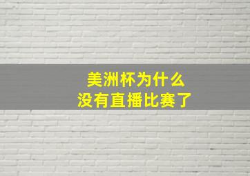 美洲杯为什么没有直播比赛了