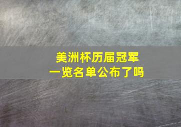 美洲杯历届冠军一览名单公布了吗