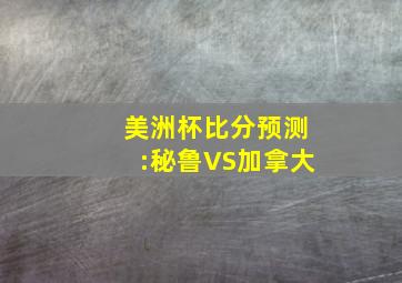 美洲杯比分预测:秘鲁VS加拿大