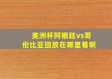 美洲杯阿根廷vs哥伦比亚回放在哪里看啊