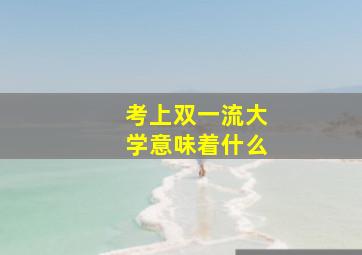 考上双一流大学意味着什么