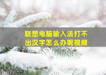 联想电脑输入法打不出汉字怎么办呢视频