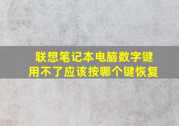 联想笔记本电脑数字键用不了应该按哪个键恢复