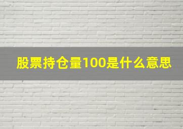 股票持仓量100是什么意思