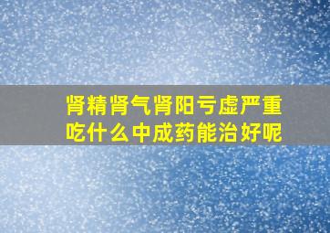 肾精肾气肾阳亏虚严重吃什么中成药能治好呢