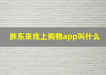 胖东来线上购物app叫什么