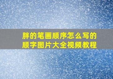 胖的笔画顺序怎么写的顺字图片大全视频教程