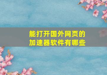 能打开国外网页的加速器软件有哪些