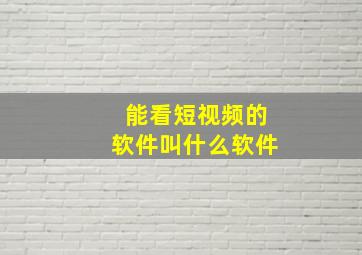 能看短视频的软件叫什么软件