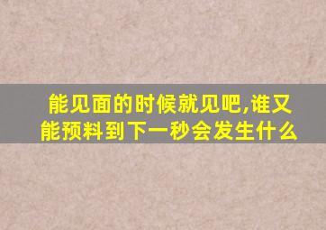 能见面的时候就见吧,谁又能预料到下一秒会发生什么