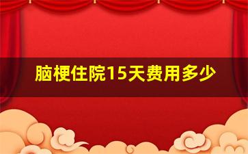 脑梗住院15天费用多少