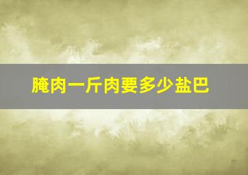 腌肉一斤肉要多少盐巴