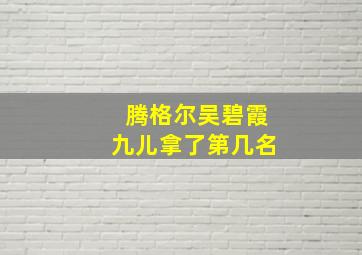 腾格尔吴碧霞九儿拿了第几名