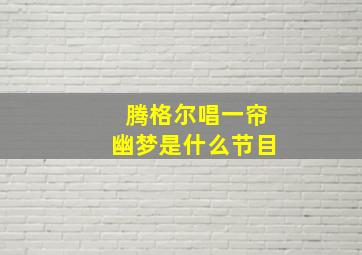 腾格尔唱一帘幽梦是什么节目