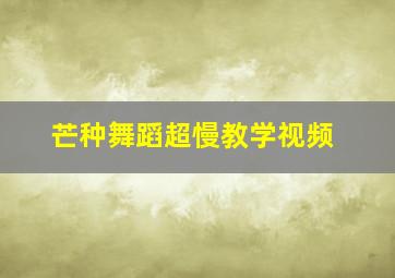 芒种舞蹈超慢教学视频