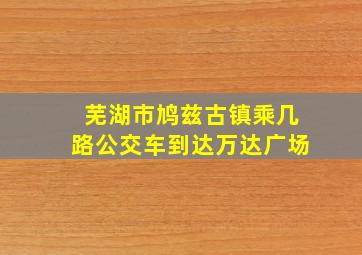 芜湖市鸠兹古镇乘几路公交车到达万达广场