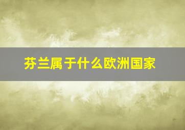 芬兰属于什么欧洲国家