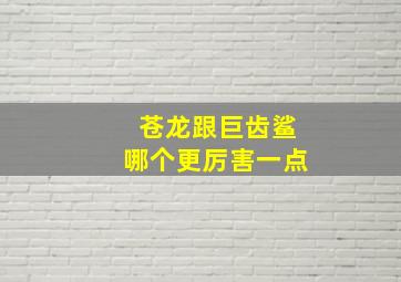 苍龙跟巨齿鲨哪个更厉害一点