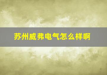 苏州威弗电气怎么样啊