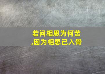 若问相思为何苦,因为相思已入骨