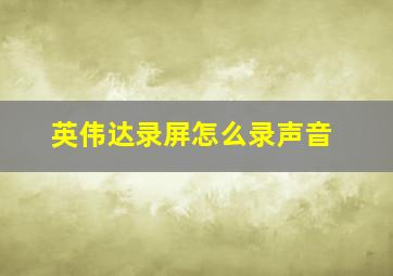 英伟达录屏怎么录声音