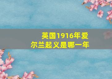 英国1916年爱尔兰起义是哪一年