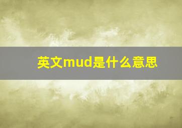 英文mud是什么意思