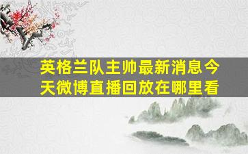 英格兰队主帅最新消息今天微博直播回放在哪里看