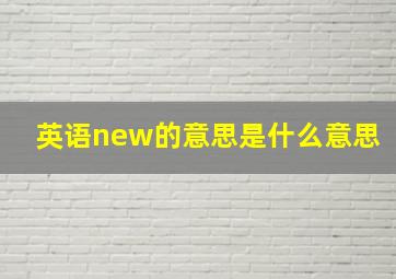 英语new的意思是什么意思