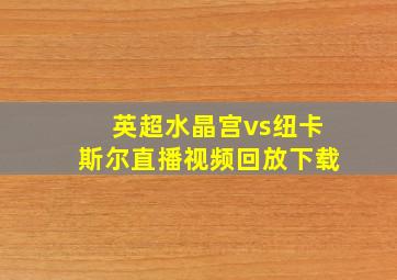 英超水晶宫vs纽卡斯尔直播视频回放下载