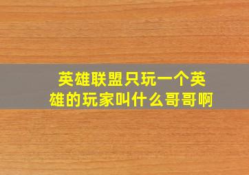 英雄联盟只玩一个英雄的玩家叫什么哥哥啊