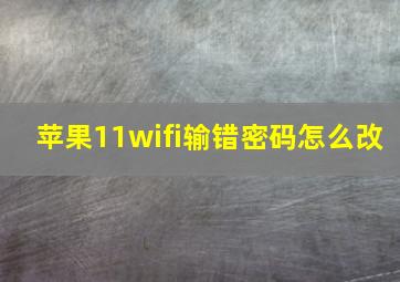 苹果11wifi输错密码怎么改