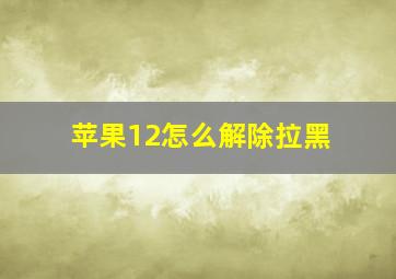 苹果12怎么解除拉黑