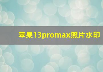 苹果13promax照片水印