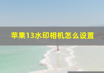 苹果13水印相机怎么设置