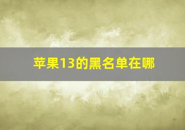 苹果13的黑名单在哪