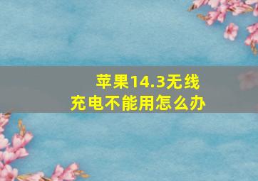 苹果14.3无线充电不能用怎么办