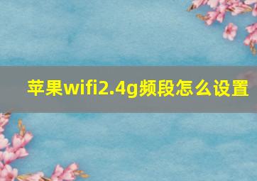 苹果wifi2.4g频段怎么设置