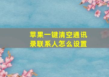 苹果一键清空通讯录联系人怎么设置