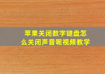 苹果关闭数字键盘怎么关闭声音呢视频教学