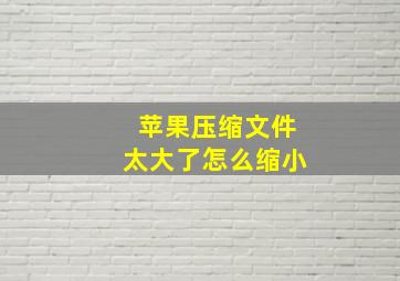 苹果压缩文件太大了怎么缩小