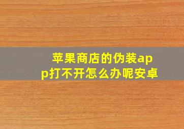 苹果商店的伪装app打不开怎么办呢安卓