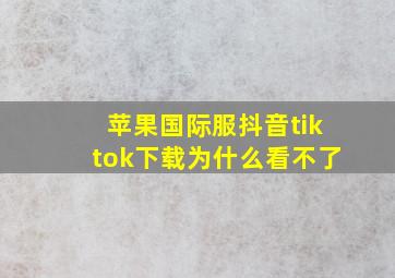 苹果国际服抖音tiktok下载为什么看不了