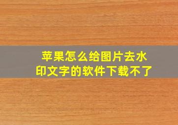 苹果怎么给图片去水印文字的软件下载不了