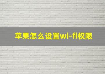 苹果怎么设置wi-fi权限