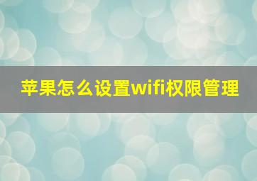 苹果怎么设置wifi权限管理