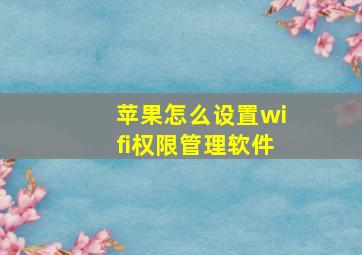 苹果怎么设置wifi权限管理软件