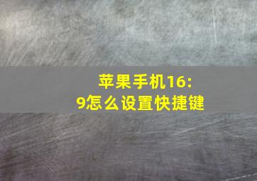 苹果手机16:9怎么设置快捷键