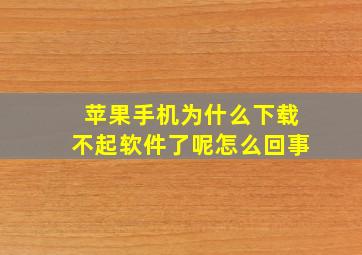 苹果手机为什么下载不起软件了呢怎么回事